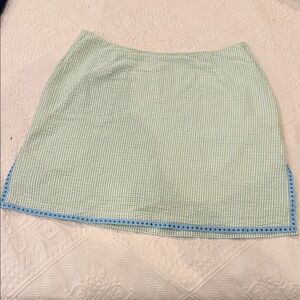 Golftini Green &White Seersucker Ginham Skort Size 4 EUC